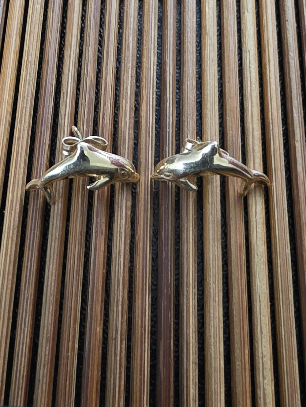 14k Daulphin Yellow Gold Stud Earrings (Vintage)